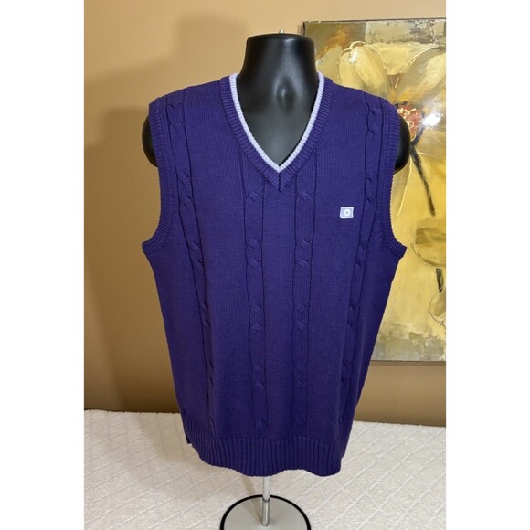 Vintage Southpole Signature Series Purple Cable Knit Vest Men’s Size L - Picture 1 of 14
